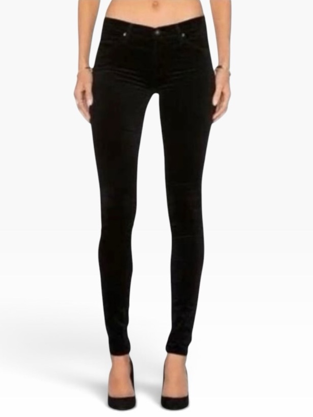 AG Adriano Goldschmied Black Velvet The Stilt Cigarette Leg Jeans Size 27